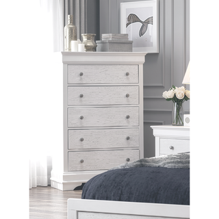 Sunvega Crystal Embellished Contemporary Textured Drawer Chest with Tapered Legs