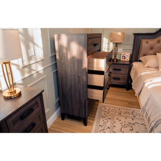 Sunvega Gray Wood Chest with 5 Drawers for Modern or Traditional Spaces