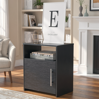 Sunvega Bristol Nightstand with One Cabinet and a Top Surface Shelf