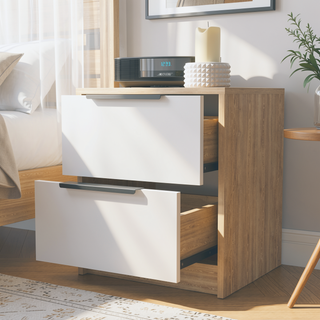 Sunvega Modern 18 Inch High Nightstand with Two Large Storage Drawers
