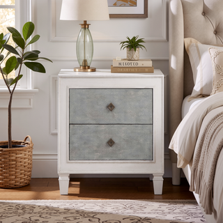 Sunvega Rustic Grey and Weathered White 2-Drawer Nightstand with Felt Liner