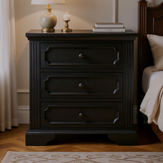 Sunvega Rustic Style Traditional Design 3-Drawers Nightstand with Charcoal Finish