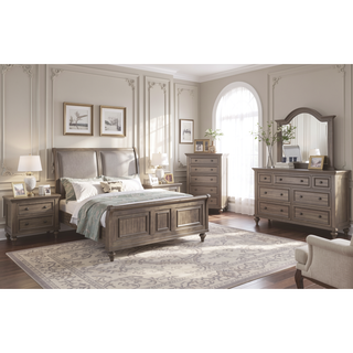 Sunvega Luxury Classic Antique Silver Champagne Finish 2-Drawer Nightstand Bedside Table