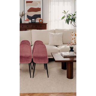 Sunvega Modern Velvet Upholstered Dining Chairs Set of 4 with Black Metal Legs