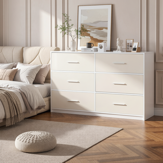 Sunvega Sturdy MDF Frame Dresser with Six Spacious Fabric Drawers