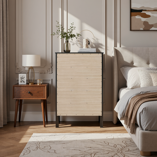 Sunvega Fully Assembled 6 Drawer Dresser with French Dovetail Wood Veneer Finish