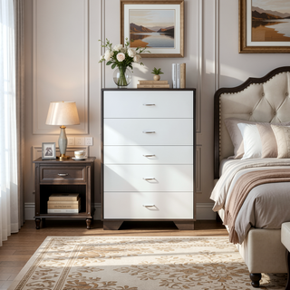 Sunvega Durable Wood Chest with Five Drawers for Bedroom Storage