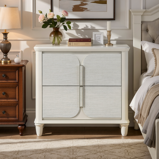 Sunvega Pearl White Finish Luxury Glam 2-Drawer Wooden Bedroom Nightstand