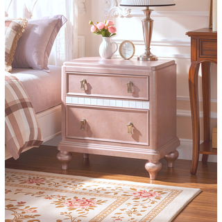 Sunvega Glam Silver Finish Nightstand with Mirror Panels and Crystal Knobs