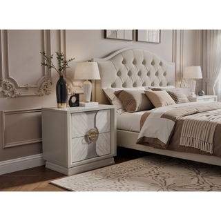 Sunvega Eternity Traditional Style 2-Drawer Nightstand with Gold Accents