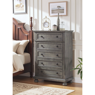 Sunvega Gray Modern Nightstand with Full Extension Drawers and Felt-Lined Top