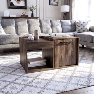 Sunvega Velvet Coffee Table with One Open Shelf and Single Door Cabinet