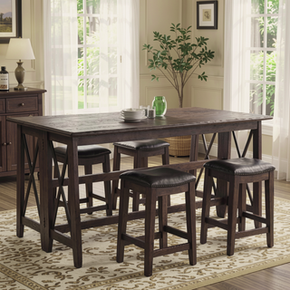 Sunvega Dark Brown Drop Leaf Space Saver Table with 4 Stools