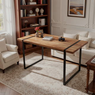 Sunvega Modern Industrial Rectangular MDF Dining Table for 4-6 People