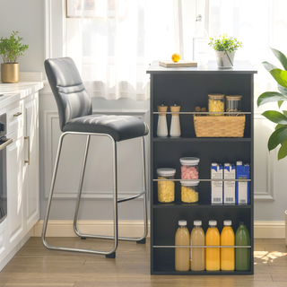Sunvega Modern Bar Table with 3 Storage Shelves for Kitchen Dining Room Living Room