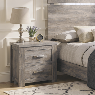 Sunvega Weathered Gray Contemporary Wood Nightstand with Two Spacious Dovetail Drawers