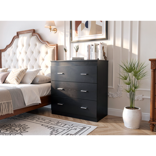 Sunvega Modern Three Drawer Dresser with Metal Handles and Superior Top