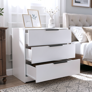 Sunvega Washington Three Drawer Dresser with Display Top for Bedroom Decor