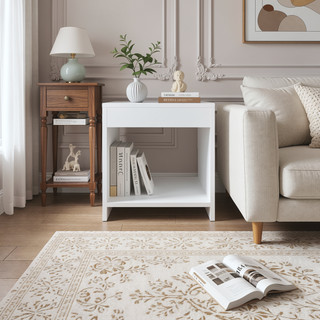 Sunvega Compact Modern Night Table with Spacious Shelf for Bedroom