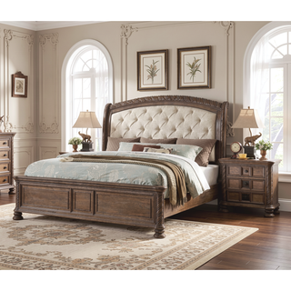 Sunvega Traditional Rustic Solid Wood Nightstand with Bronze Hanging Pulls and 3 Drawers