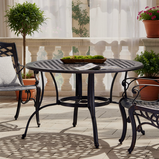 Sunvega Traditional Cast Aluminum Outdoor Dining Table with Lattice Design