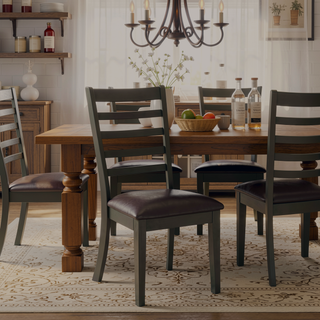 Sunvega Transitional Brown 7pc Dining Set With Faux Marble Top And Leatherette Chairs