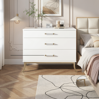 Sunvega Modern Glam Dresser with Clear Acrylic Rod Handles and Gold Accents