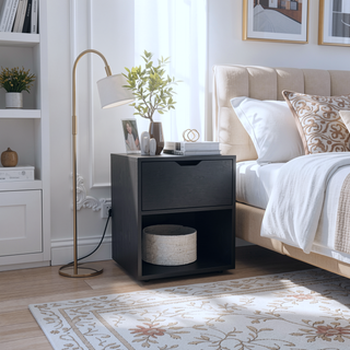 Sunvega 19.7 Inch High Nightstand End Table with Open Shelf and Drawer