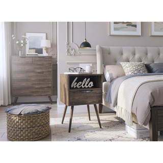 Sunvega Dark Walfinish Nightstand with Single Shelf and Four Legs