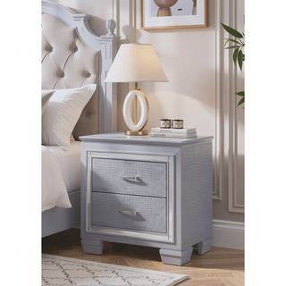Sunvega Modern LED Nightstand with Beveled Mirror Accents and Chrome Finish Hardware