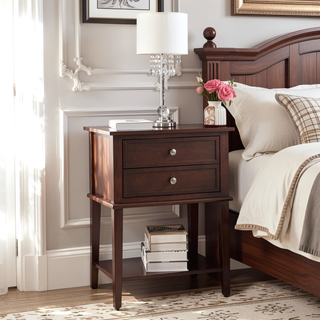 Sunvega Elegant Contemporary Nightstand with Open Shelf for Compact Storage