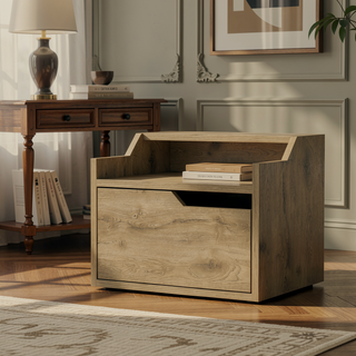 Sunvega Wall Mount Floating Nightstand with Drawer and Dual Shelf Display