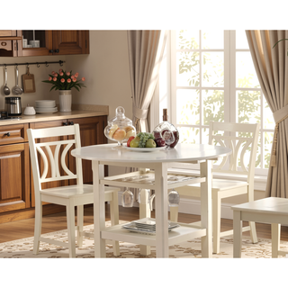 Sunvega Wooden Counter Height Table with 2 Drop Leaves and Stemware Storage Rack