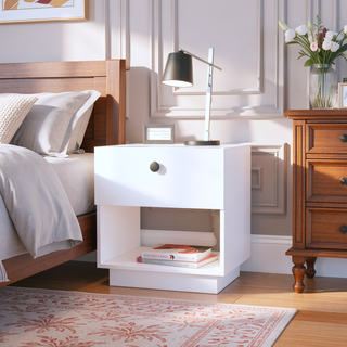 Sunvega Nightstand with Storage Shelf and Drawer for Bedroom Organization