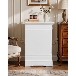 Sunvega Elegant White Traditional Nightstand with Two Drawers for Ample Storage