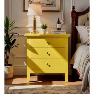 Sunvega Vibrant Casual Yellow Nightstand with Durable Materials and No Assembly Needed