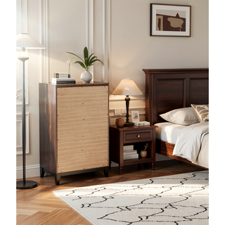 Sunvega Rustic Grey Oak Modern Nightstand with 2 Drawers Bedroom Furniture