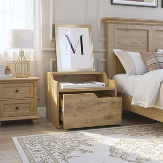 Sunvega Floating Nightstand with Single Drawer and Double-Tiered Shelf Surfaces for Bedroom