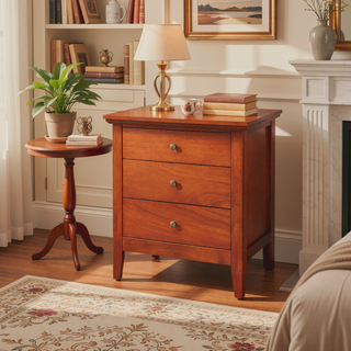 Sunvega Charming Oak Nightstand with Drawer for Essentials and Ample Tabletop Space