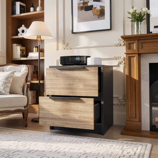 Sunvega Modern 18 Inch High Nightstand with Two Large Storage Drawers