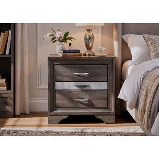 Sunvega Modern Nightstand with 3 Spacious Drawers and Jewelry Organizer