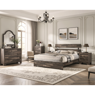 Sunvega Rustic Brown Gray Finish Wooden Nightstand with Two Drawers for Bedroom