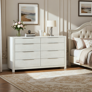 Sunvega Modern Transitional Beige Finish Nightstand with Three Wooden Drawers