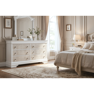 Sunvega Blaze Modern Style White Wood Dresser with Six Spacious Drawers