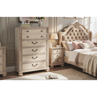 Sunvega Antique Silver Traditional Style 5-Drawer Chest for Bedroom Storage Furniture