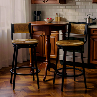 Sunvega Handwoven Paper Rope Swivel Bar Stools with Back Set of 2 for Kitchen Island