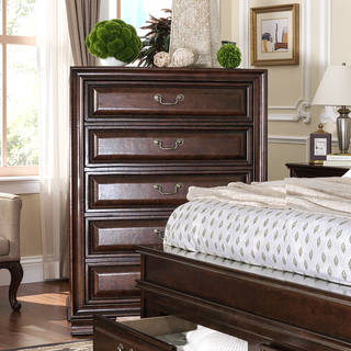Sunvega Transitional Style Wooden Inlay Design Chest with English Dovetail Drawers