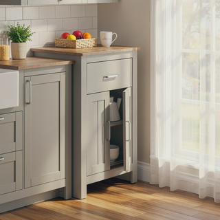 Sunvega Light Gray 47" Counter Height Dining Table with Cabinet and Drawer Storage