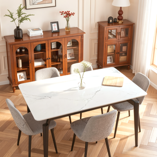 Sunvega Luxury Sintered Stone Dining Table with Metal Legs for Family Gatherings