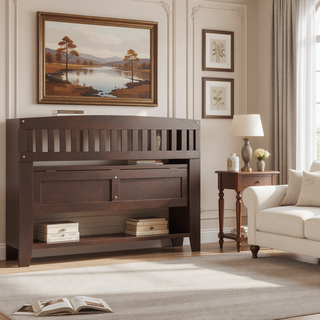 Sunvega Solid Wood Entryway Storage Bench with Shelf and Lift Up Lid